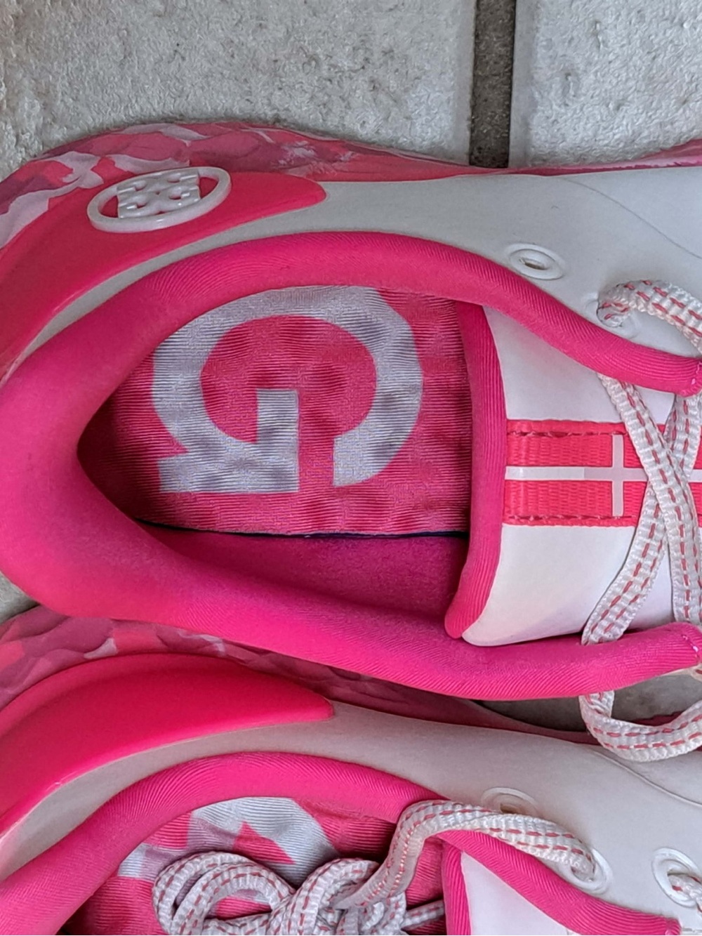 G/FORE Women's MG4+ golf shoes in the Snow/Knockout Pink Colorway - Picture 9 of 11